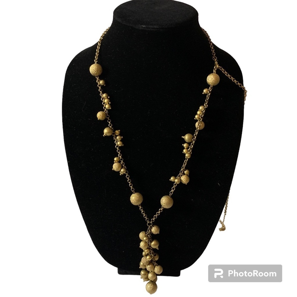 Lia Sophia Necklace Gold Tone Ball Pendant 21 inch Long Signed Classic Jewelry